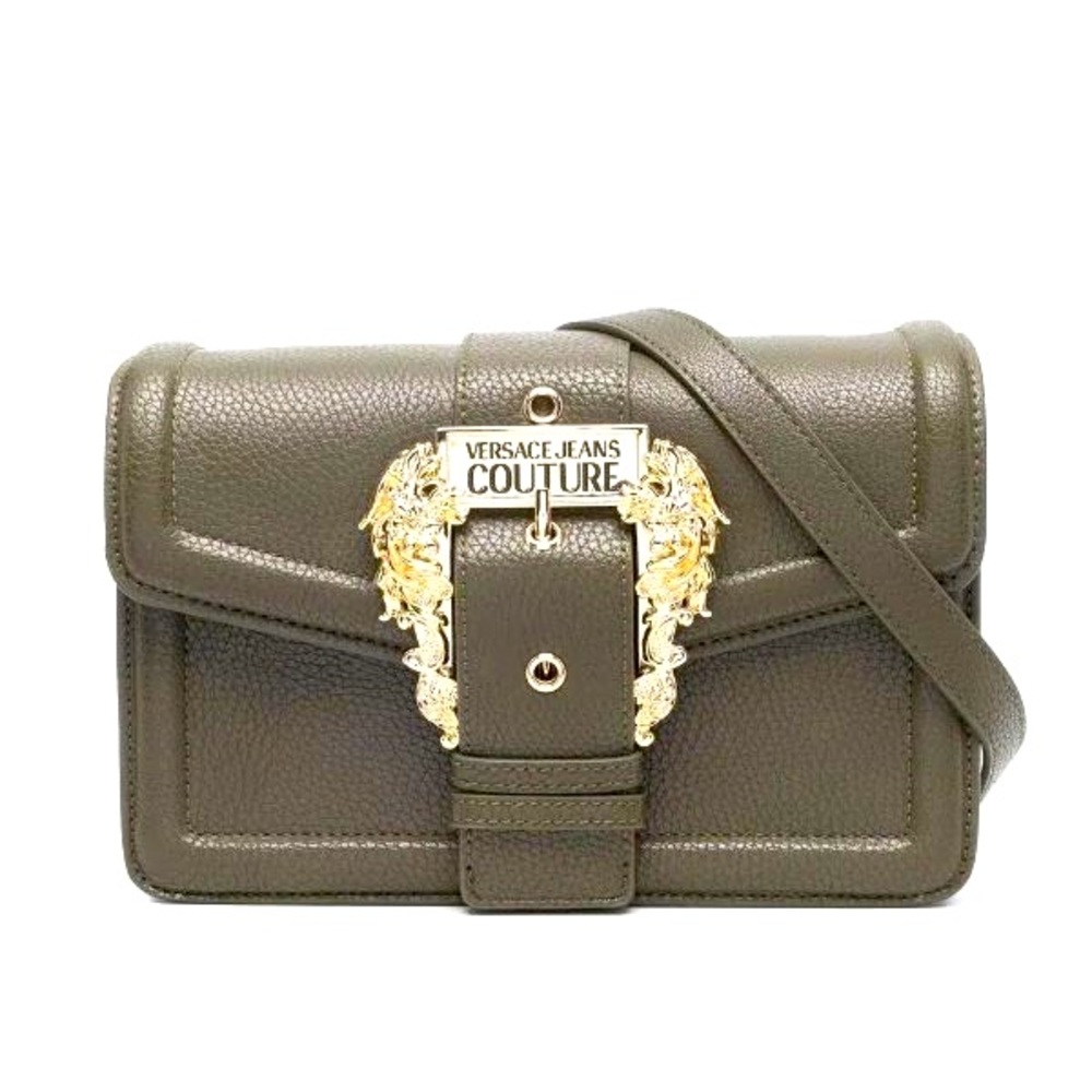Versace Jeans Couture, baroque-buckle shoulder bag, colour khaki.
